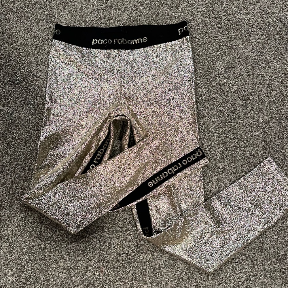Paco Rabanne Gold Metallic Leggings